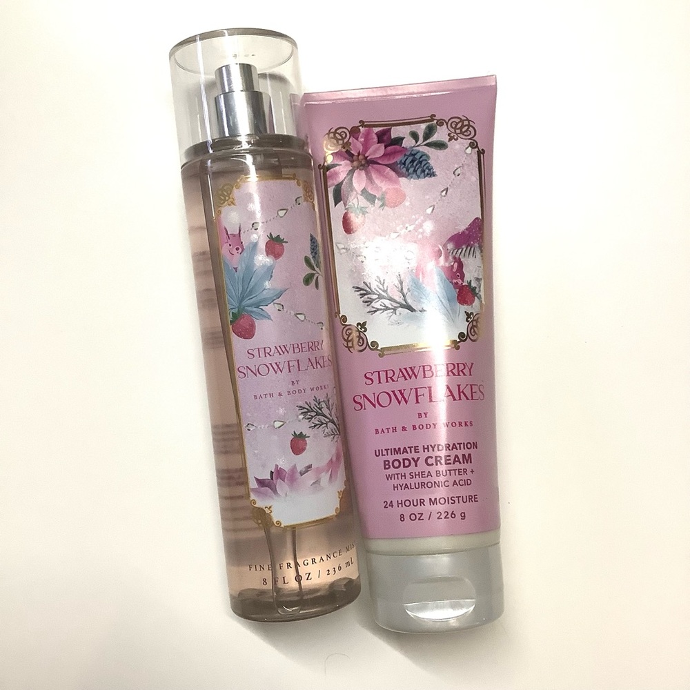 Bath & Body Works Strawberry Snowflakes Body Mist & Cream